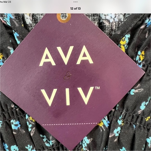 1X 3X Ava & Viv Black Floral Smocked Peplum Blouse Top Puff Sleeve Target NEW - Picture 7 of 9